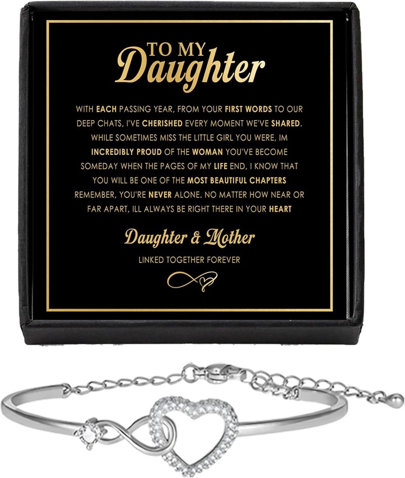 CALLA DECORGIFTS To My Daughter Bracelet From Mom And Dad With Heartfelt Message & Elegant Box, Valentines Gifts For Daughter, Jewelry Gift For Daughter From Mother and Father On Birthday, Graduation - Image 1